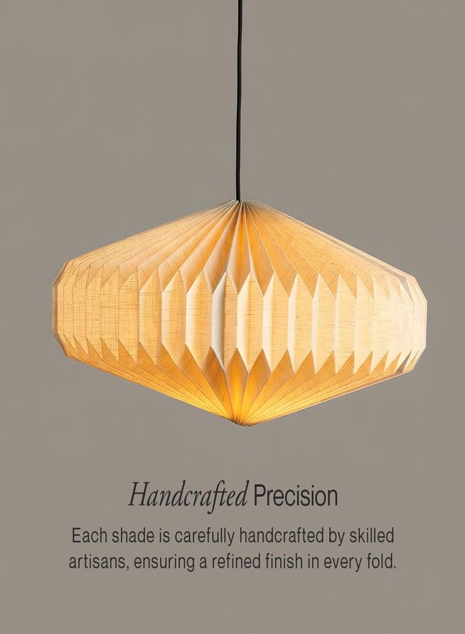 FIG Living Oblong 2 Pendant Lamp (Linen) | 54x54x21 cm (Medium) | Luxury & Durable Handmade Origami Design Ceiling Lamp & Chandelier | Ideal for Dining Room, Living Room & Cafe (Bulb Not Included) - Image 3